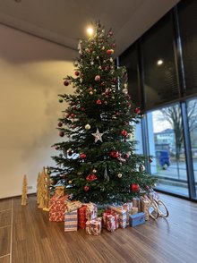 Festlich geschmückter Weihnachtsbaum im Hotel Franz