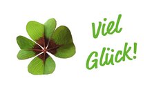 Kleeblatt mit Schriftzug Viel Glück