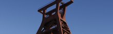 Blick auf den Doppelbock der Zeche Zollverein in Essen